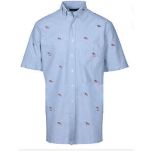 Polo Ralph Lauren Short Sleeve Oxford Button Down Shirt w/ USA Flags 2XLT NWT